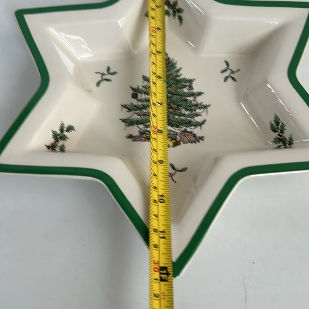 Spode Christmas Tree England star shape serving dish hors d’oeuvres plate cream